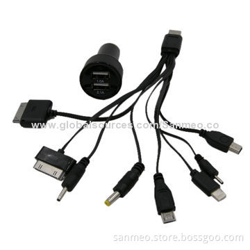 Universal 8-in-1 Dual USB Car Charger for SAM Galaxy Tab/iPad/iPhone 4s/5/iPad Mini/Micro USBNew